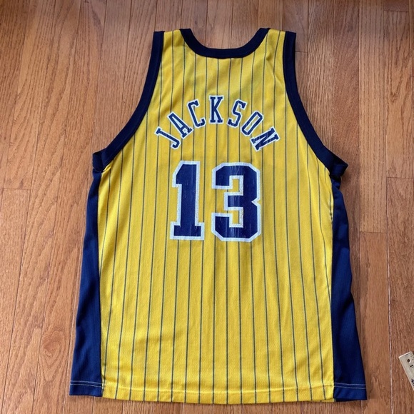 Vintage Marc Jackson Indiana Pacers Gold Champion Jersey size 44 - Picture 5 of 8